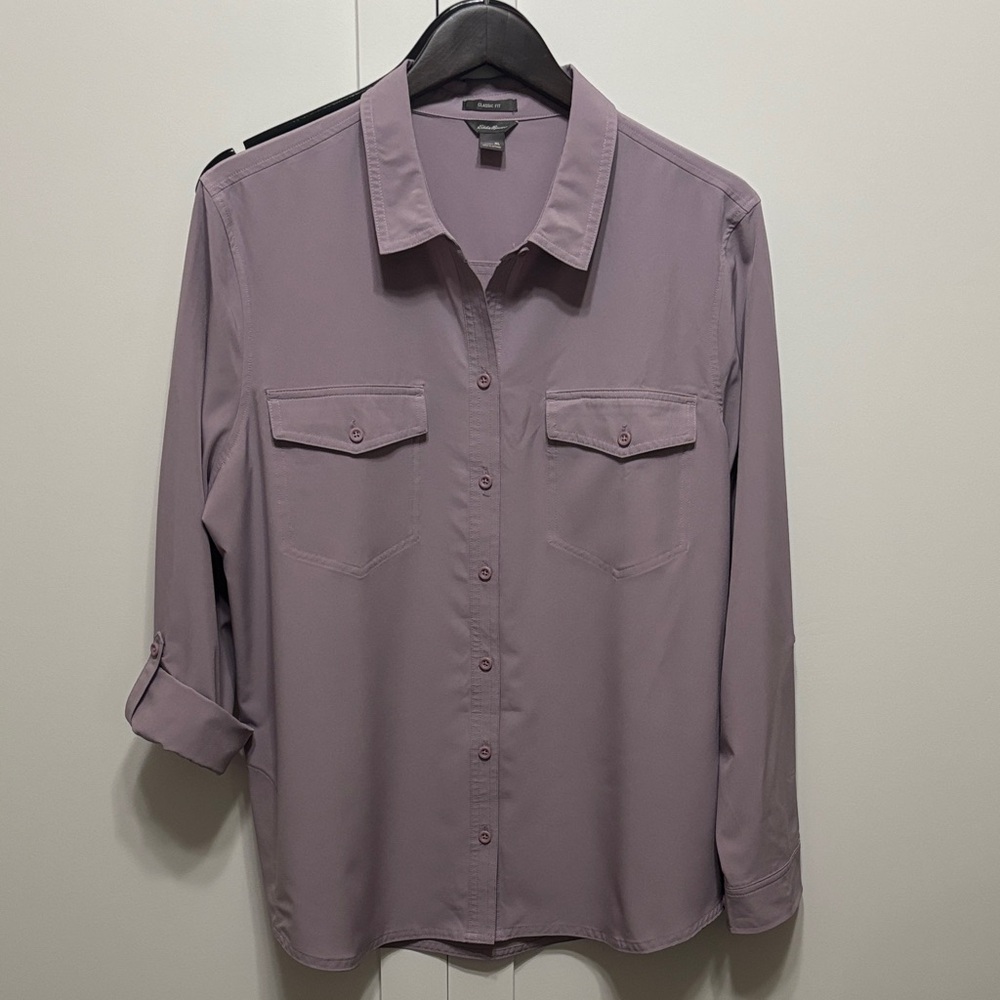Eddie Bauer Classic Fit Quick Dry Travel Button-Front Blouse size XL, NWOT